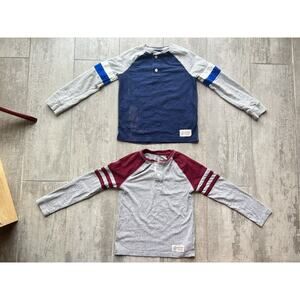 GAP Kid Boy Youth Set Lot of 2 Long Sleeve Henley Casual Everyday Tee S 6-7 READ